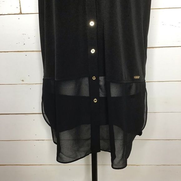 New Calvin Klein Sleeveless Button Up Tunic Black - Picture 2 of 7